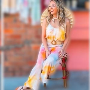 Anthropologie Blank Tie Dye Wide Leg Jumpsuit